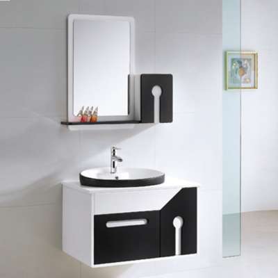 bathroom furniture high glossy with glass countertop and basin