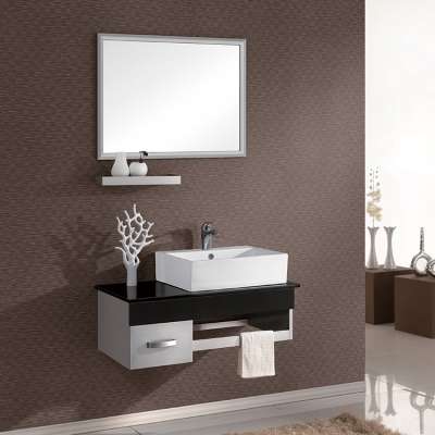 European modern wall mounted solid wood  single bathroom vanity cabinet