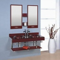 Luxury  Bathroom Vanity Double Glass Basin , Double Glass Sink