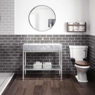 metal frame bathroom vanity with marble top