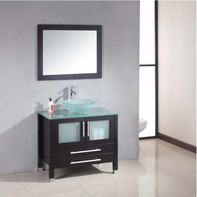 36" solid wood espresso floor mounted bathroom vanity