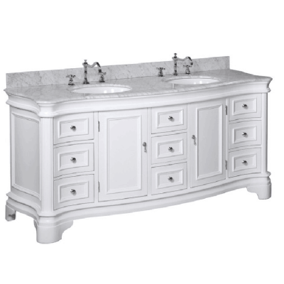 European Style Double Sink White Hotel Bathroom Vanity