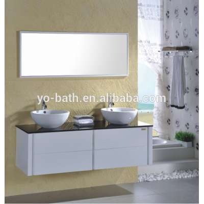 Wall Mounted Ceramic Hand Wash Basin Bathroom Cabinet With LEDs