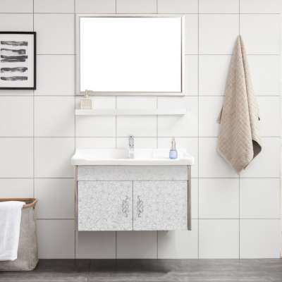 Cheap stainless steel bathroom vanity with ceramic basin