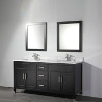 60 Inch Solid Wood Bathroom Cabinet Double Sink With Marble Countertop