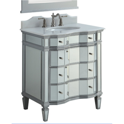 Modern Mirrored Bathroom Vanity with Storage