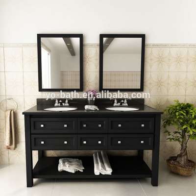 Solid Wood Wooden Double Sink Used Vanities Luxury Bathroom Vanity Cabinet