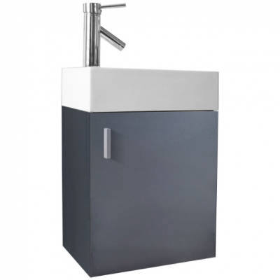 Compact bathroom cabinet with a high-gloss polymer basin