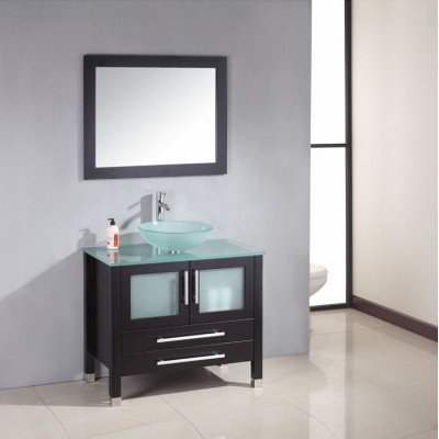 36 inch modern bathroom vanity design with glass wash basin