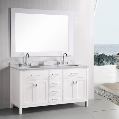 White Solid Wood Double Sink  Bathroom Vanities