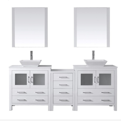 60 inch white bathroom vanity cabinet with carrara marble countertop