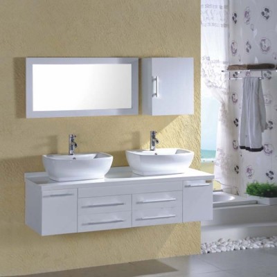 59" hang white double bowl bathroom furniture